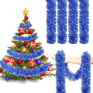 HCSSZ Ghirlanda di orpelli di Natale blu da 10 m ghirlanda lucida ghirlanda