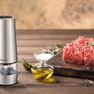 Nordmende Grindlux Sale e Pepe Elettrico, 2 Scomparti Separati, 2 Macine Indipendenti, Illuminazione a LED, Finitura in Acciaio, Plastica, Argento