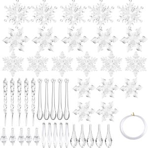 Decorazione natalizia acrilico fiocco di neve ghiaccioli (100 pezzi)