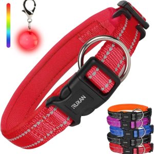 RUXAN Riflettente Cani Collare con Imbottito - Regolabile (S,RED) 2 pezzi