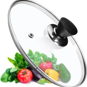 KADAX Coperchio per pentola, coperchio universale in vetro con manico nero (PACK DA 4 PZ)