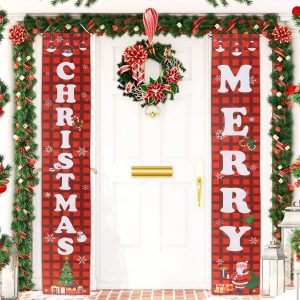 Hillylolly Striscione di Natale Buon Natale Banner, Rosso Striscioni Buon Natale