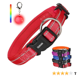 RUXAN Riflettente Cani Collare con Imbottito - Regolabile Traspirante (RED,L) 2PEZZI