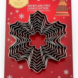 Himki - Set di 9 stampi per biscotti natalizi in acciaio inox 3D per biscotti fai da te - fiocchi di neve e fiocchi di neve (PACK DA 2 PZ)