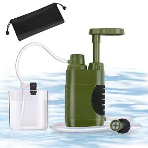 OFFOF Filtro dell'Acqua Pompa per Filtro dell'Acqua Portatile da Esterno Filtro dell'Acqua da 0,01 Micron Flusso Veloce da 1,5 L/Minuto, Trattamento dell'Acqua Acqua Potabile, Filtro dell'Acqua di Sopravvivenza da Campeggio per Attrezzature di Emergenza (PACK DA 2 PZ)