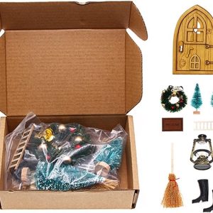 Krujecnt Ornamento natalizio per casa delle bambole - Kit fai da te in legno in miniatura | accessori per casa delle bambole in legno con mobili per bambini, regalo per bambini