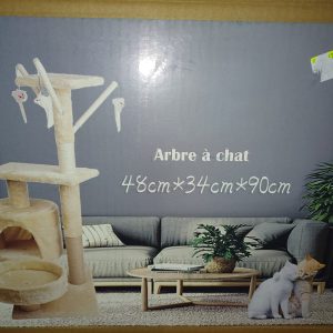 Tiragraffi Albero per Gatti 59 cm con Posatoio Grande Graffiatoio per Gatti 48 cm x 34 cm x 90 cmBeige