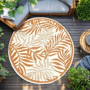 Tappeto per esterno(D150 cm) Foglie Marrone