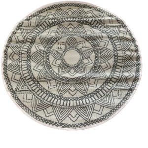 Tappeto per esterno(D150 cm) Fiore grigio