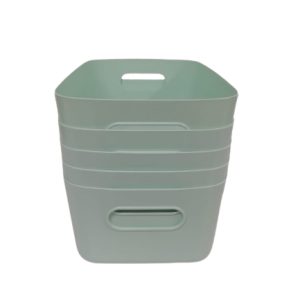 SET 5 CONTENITORI IN PLASTICA IMPILABILI CON MANICI VERDE ACQUA