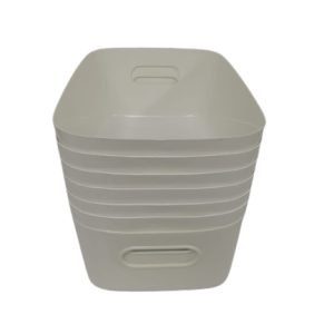 SET 7 CONTENITORI IN PLASTICA IMPILABILI CON MANICI COLOR BIANCO