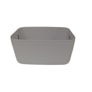 SET 3 CONTENITORI IN PLASTICA IMPILABILI CON MANICI COLOR GRIGIO