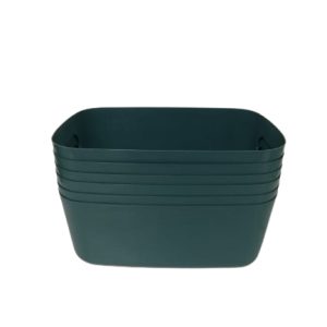 SET 6 CONTENITORI IN PLASTICA IMPILABILI CON MANICI COLOR VERDE SCURO