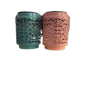 LANTERNE DA ESTERNO A LUCE SOLARE, PACK DA 4 ROSA E 4 BLU