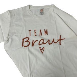 Maglietta bianca da donna taglia s con scritta team braut (pack da 10 pz)