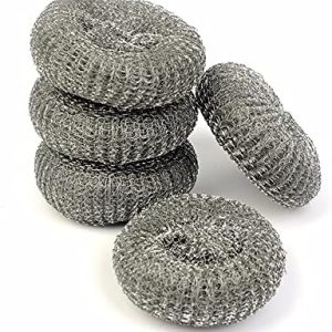 Hampine - Set di 6 spugnette in acciaio inox, per pulire la spugna in metallo, acciaio, lana, in acciaio inox, per pulire le spugne in metallo, filo di lana, spugna (PACK DA 3 CONFEZIONI)
