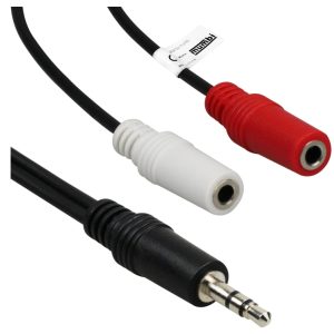 Connettore audio Cavo a Y/splitter Spina jack da 3,5 mm Stereo a 2 jack femmina da 3,5 mm, 0,20 m (PACK DA 3)