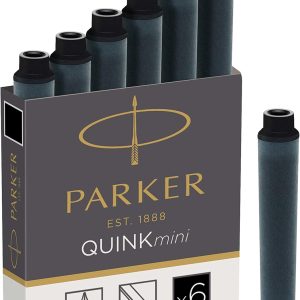 Ricariche per penne stilografiche, cartucce corte, inchiostro nero, confezione da 6 - PARKER Quink