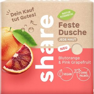 Doccia solida arancione sanguigno e pompelmo rosa, senza microplastica, vegano, 60 g (PACK DA 2)