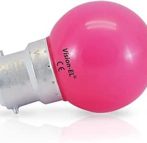 Vision-el - Lampadina LED B22, 1 W, confezione da 2, colore: Rosa (PACK DA 2 CONFEZIONI)