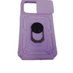Cover protettiva antiurto anticaduta per iPhone 14 Pro lilla (pack da 5) con sportello scorrevole e anello per dito