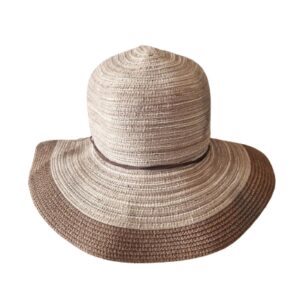 Cappello Donna Estivo – 70% Cotone, 30% Carta – Color Sabbia e Marrone con Cordino in Velluto