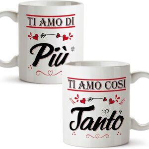 SET TAZZE COPPIA - MUGFFINS "TI AMO COSI' TANTO - TI AMO DI PIU'"