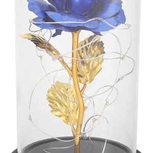 Rosa blu sottovetro con lucine, regalo romantico