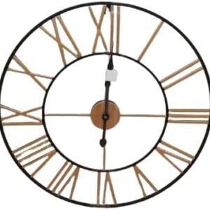 Orologio da Parete con Numeri Romani – Nero e Oro | Design Elegante 45 cm | Batteria Inclusa