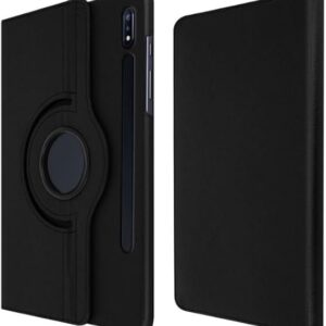 Custodia per Samsung Galaxy Tab S7+ 12.4" SM-T970/T975 – Cover Protettiva in Pelle PU Nera con Rotazione 360°, Supporto Stand Regolabile, Auto Wake/Sleep