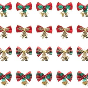 Set 20 Fiocchi Natalizi con Campanella – Mini Archi Rossi Decorativi in 4 Stili – Eleganti, Riutilizzabili e Perfetti per Ogni Occasione Festiva!