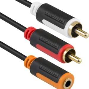 mumbi 0.20m Cavo divisore audio Y (da 3,5 mm maschio a 2x RCA maschio) con tappi dorati