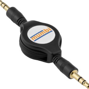 mumbi 23491 Il Cavo della Presa Audio Rollup (Spina 3.5 mm - Spina 3.5 mm) può Essere Arrotolato, Nero