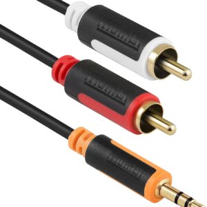 mumbi 2.00m Cavo divisore audio Y (da 3,5 mm maschio a 2x RCA maschio) con tappi dorati