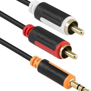 mumbi 3.00m Cavo divisore audio Y (da 3,5 mm maschio a 2x RCA maschio) con tappi dorati