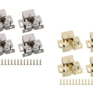 Set 12 Serrature per Mobili con Doppio Rullo e Chiusura a Molla – 6 Argento + 6 Oro – Viti Incluse Chiusura Sicura e Affidabile – Design Elegante – Facili da Installare