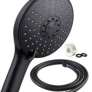 Soffione Doccia Grande a 7 Getti con Tubo in Acciaio Inox