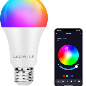 Lampadine Colorate LED E27 9W Equivalenti a 60W, Cambiare Colore Lampadina E27 RGBW+Bianca Caldo 2700K 16 Colori Dimmerabile, Controllo da APP & Bluetooth, 1 Pezzi
