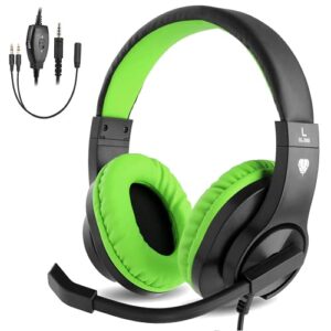 Cuffie da gioco stereo per bambini Butfulake Sl-300 da 3,5 mm con microfono per cellulare/PC/PS/Xbox | Verde