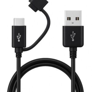 Cavo Samsung Originale 2-in-1 USB-A a Micro USB con Adattatore Type-C – 1,5 m – Ricarica e Dati