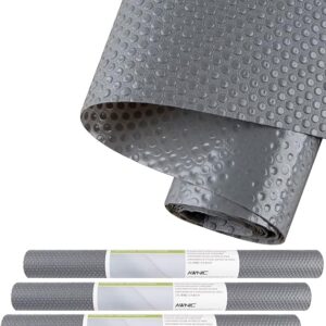 Awnic Tappetino antiscivolo per cassetti, 3 confezioni da 3 pezzi, tappetino antiscivolo da cucina, base ritagliabile, antiscivolo, sicurezza alimentare, impermeabile, grigio scuro, 45 cm x 150 cm