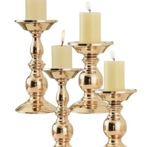 Set di 4 Portacandele a Colonna Dorati – Per Candele Ø 3"