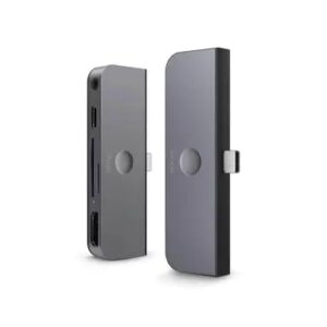 Adattatore Hub Tascabile Pro Tipo-C in Alluminio – Grigio Scuro