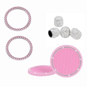 Set 8 Pezzi Accessori Auto con Strass  - COLORE ROSA