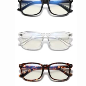 Set di 3 Occhiali da Lettura +2.00 con Cordino e Custodia – Occhiali da Lettura Uomo/Donna – Colori Trasparente, Nero e Marrone Striato – Leggeri e Comodi per Visione da Vicino