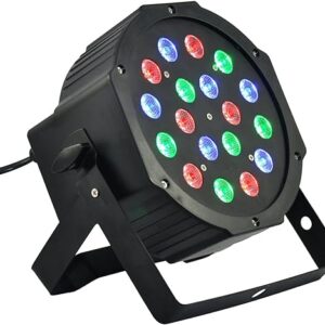 Faro Strobo RGB DJ 18 LED da 18W – Effetto Discoteca con Sensore Sonoro MIC & Controllo DMX