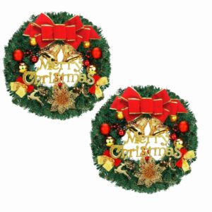 Set di 2 Ghirlande Natalizie – 30 cm | Decorazioni “Merry Christmas” per Interni ed Esterni