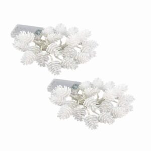 Set di 2 Catene Luminose LED a Pigne – Luce Calda, 2,6 m, IP44, 2 Modalità di Illuminazione [Classe di efficienza energetica A]