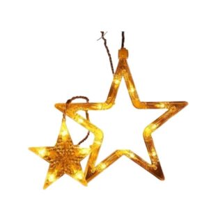 Tenda Luminosa Natale a Stelle 138 LED – 2 m | 12 Stelle, 8 Modalità, IP44, Funzione Memoria & Collegamento in Serie | Bianco Caldo [Classe di efficienza energetica A]