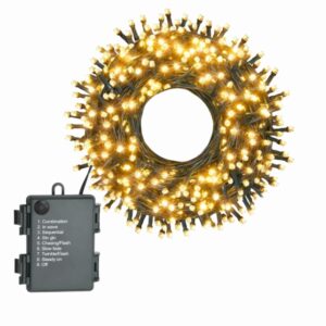Luci di Natale 40 m Bianco Caldo – 8 Modalità – IP44 – A Batteria – Per Interno ed Esterno [Classe di efficienza energetica A]